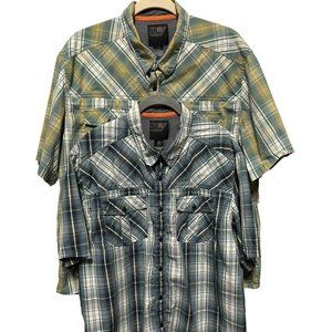 Lot Of 2 Mens 511 Tactical Shirt Large Plaid Short Sleeve Vented Green Blue